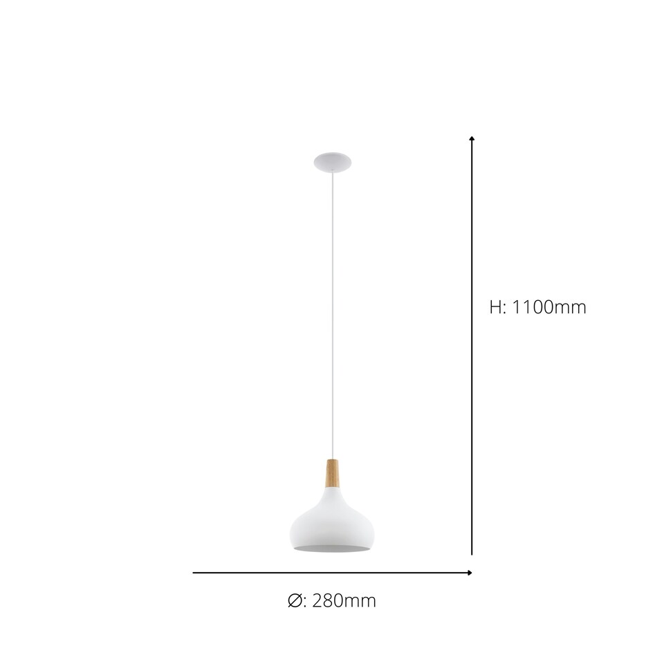 image 1 of EGLO Sabinar Metal/Wood Single Pendant Light
