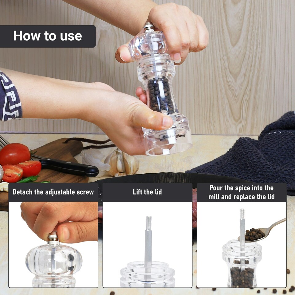 image 1 of Buckingham Clear Acrylic Classic Salt / Pepper Mill