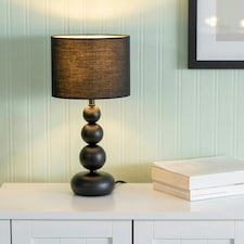 ValueLights Marissa Black Stacked Ball Table Lamp Light