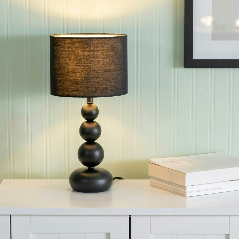 image 1 of ValueLights Marissa Black Stacked Ball Table Lamp Light