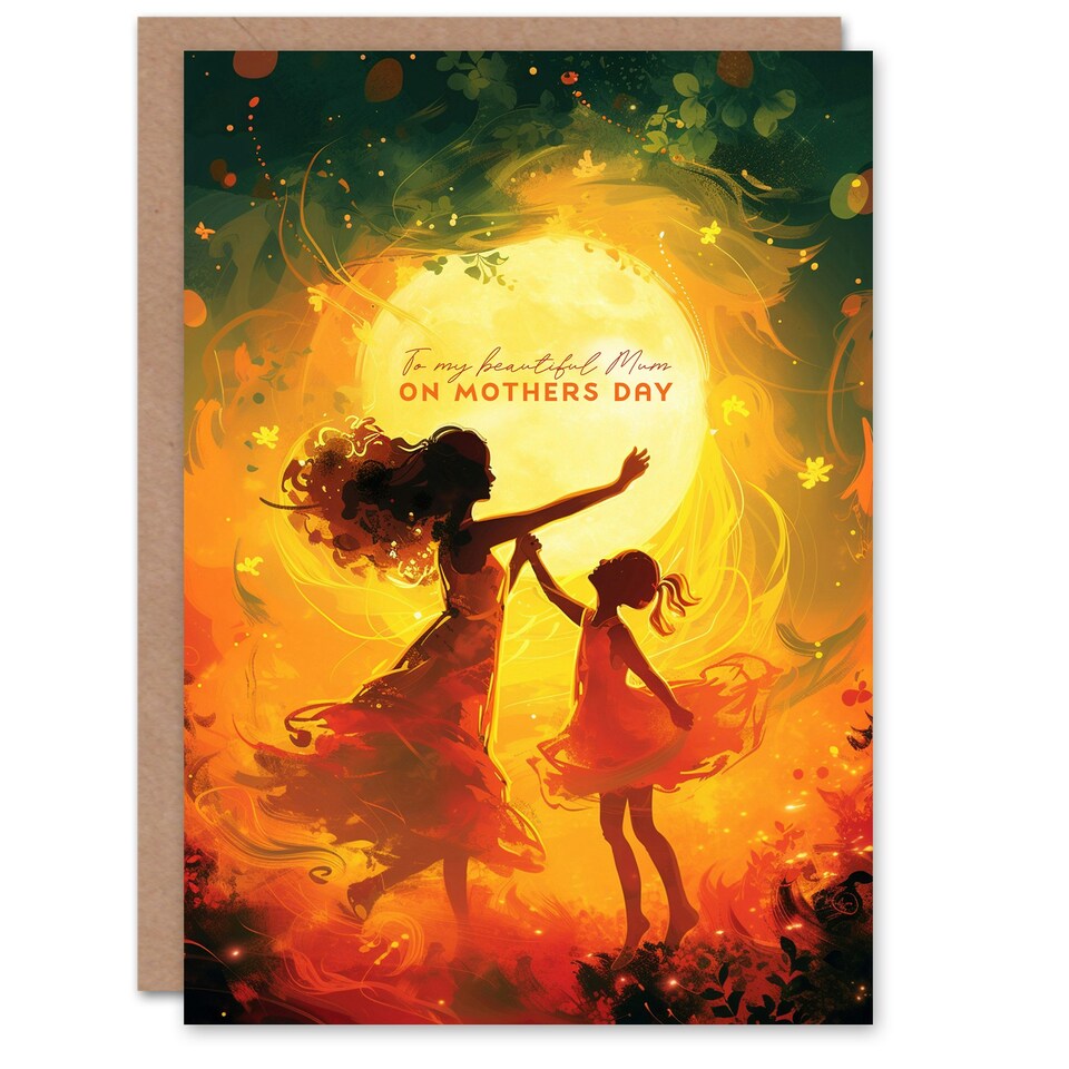 image 1 of Mothers Day Card Beautiful Dancing Moon Sun Mum Card