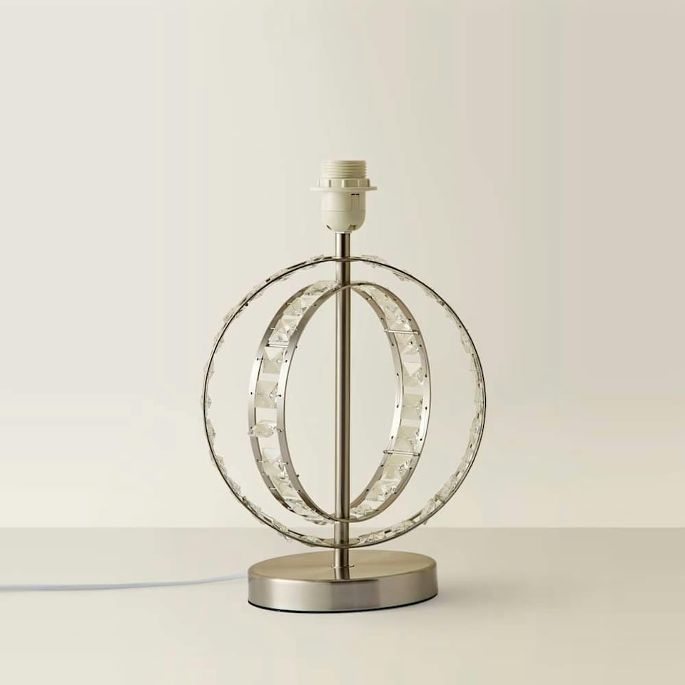 image 1 of ValueLights Modern Chrome Acrylic Jewel Intertwined Double Hoop Design Table Lamp Base | Grey