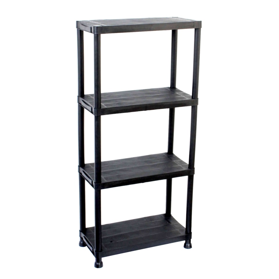 image 1 of 4 Tier Black Plastic Heavy Duty Shelving Racking Storage Unit