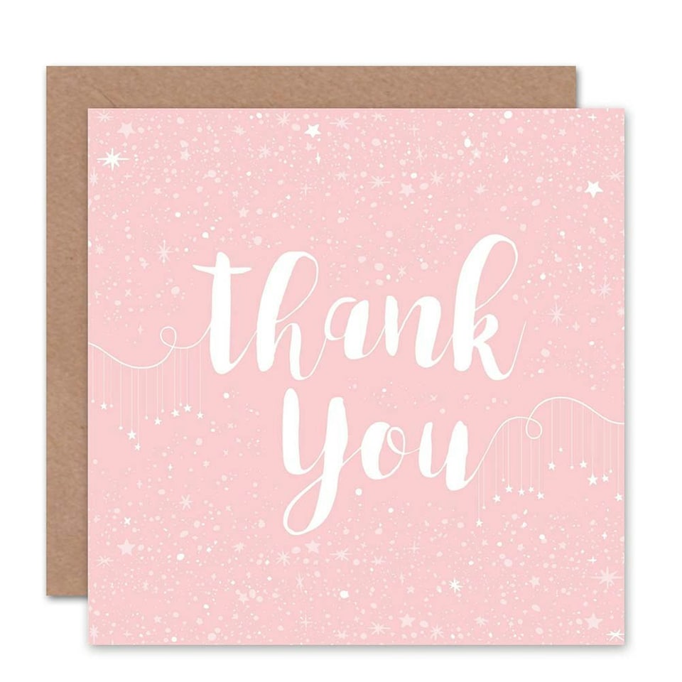 image 1 of Stars Pastel Pink Starry Sky Thank You For Her Card