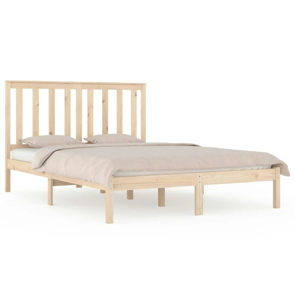 Bed Frame Solid Wood Pine 135x190 cm Double Tesco Groceries