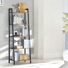 5 Tier Free Standing Bookcase Shelf Brown Brown | One Size