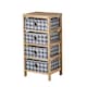 image 1 of Wooden Chest Of Storage Drawers Plaid Fabric Bedroom Organiser Coastal Style | Brown