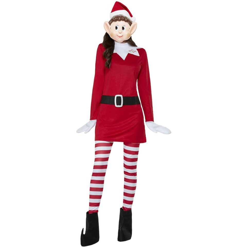 image 1 of Elves Behavin´ Badly Womens/Ladies Elf Christmas Costume - Red/White - L L