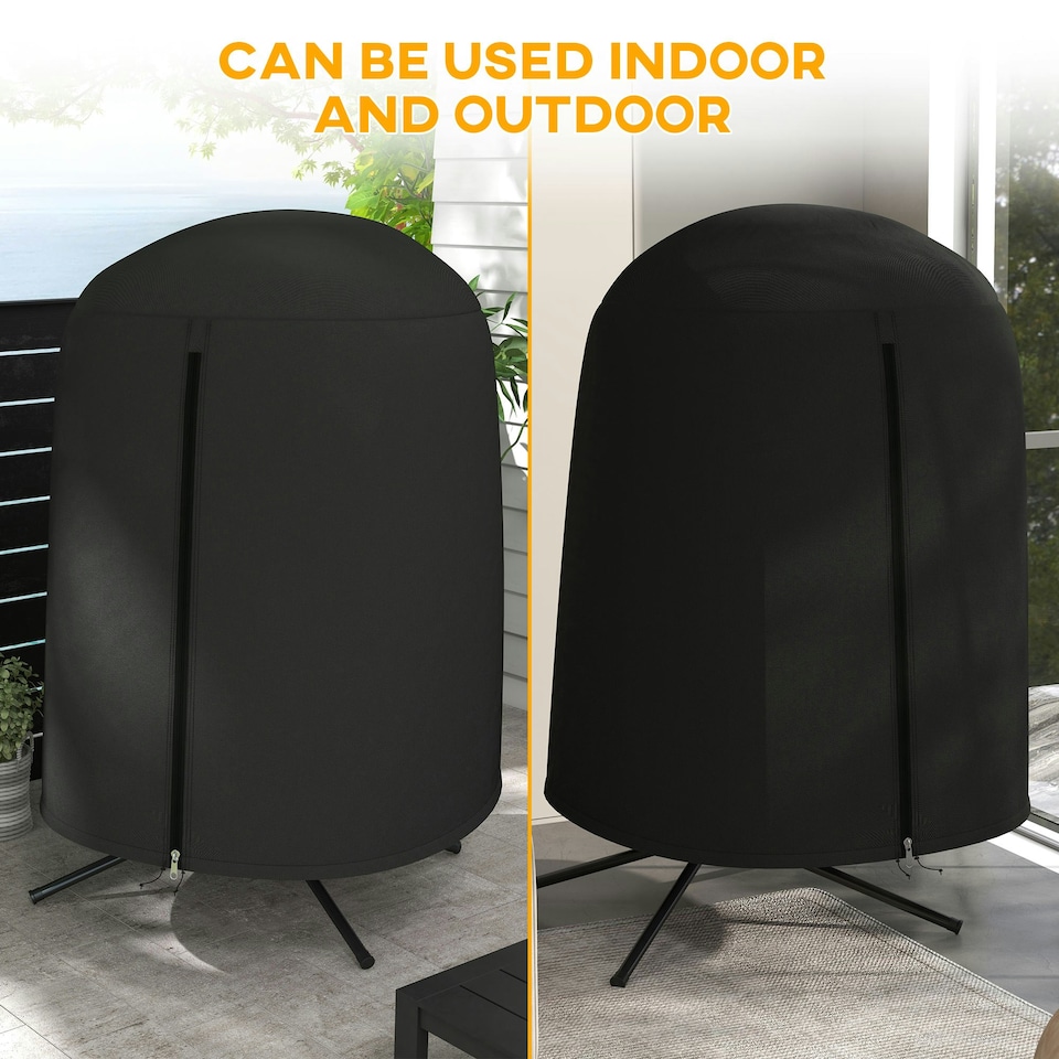 image 1 of Outsunny Hanging Egg Chair Cover Garden Swing Chair Cover Waterproof, Black