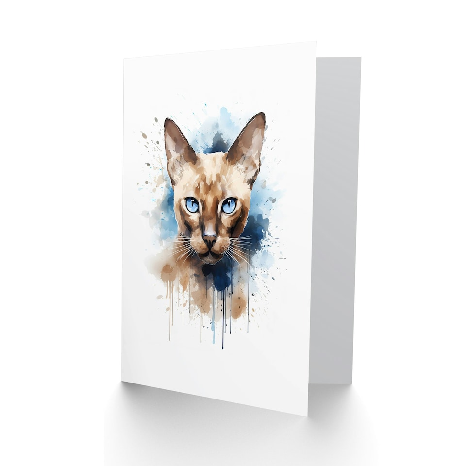 image 1 of Tonkinese Watercolour Pet Portrait Cat Lover Card