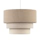 image 5 of Contemporary Round Triple Tier Beige and Oatmeal Linen Pendant Shade