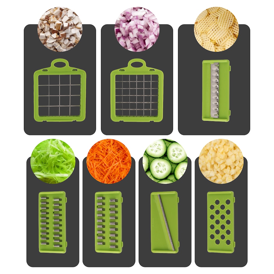 image 1 of Alivio 12-in-1 Multifunction Vegetable Cutter & Chopper with Container (Grey)