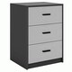 image 1 of Black 3-Drawer Bedside Table Grey | Colour: Cool Grey