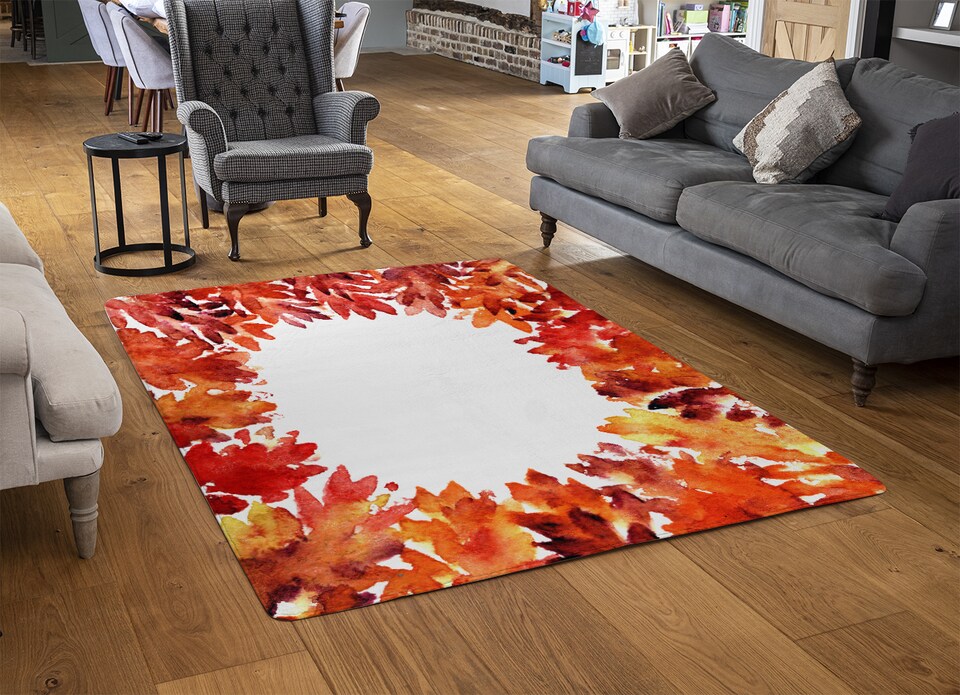 image 1 of Circled Autumn Leaves Rug | Multi