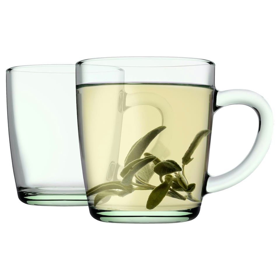 image 1 of Pasabahce Aware Basic Recycled Glass Mugs - 340ml - Green - Pack of 2
