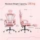image 3 of Yaheetech Ergonomic Computer Chair with Massage Lumbar Pillow | Multi | Pink/White | One Size | 1