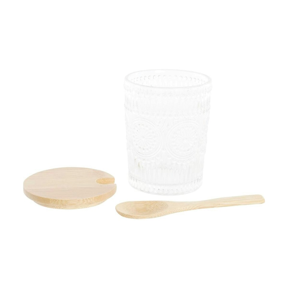 image 1 of Sugar Bowl DKD Home Decor Transparent Natural Bamboo Aluminium Crystal Borosilicate Glass 300 ml 28 x 10 x 13,5 cm N/A