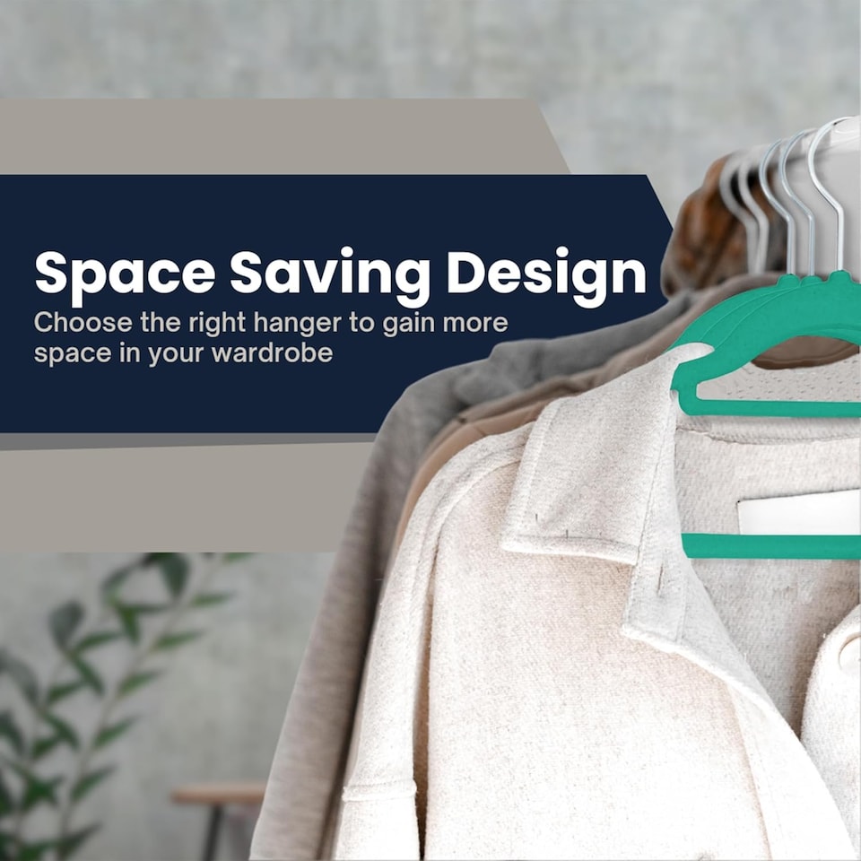 image 1 of Sasha Morel 20-Pack Teal Velvet Coat Hangers, Non-Slip Space-Saving Clothes Hangers
