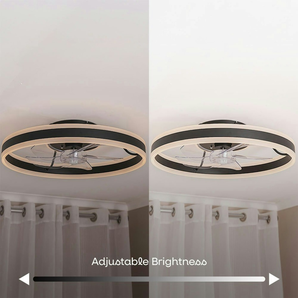 image 1 of ValueLights Infinity Black Circle Integrated LED Ceiling Fan & Remote