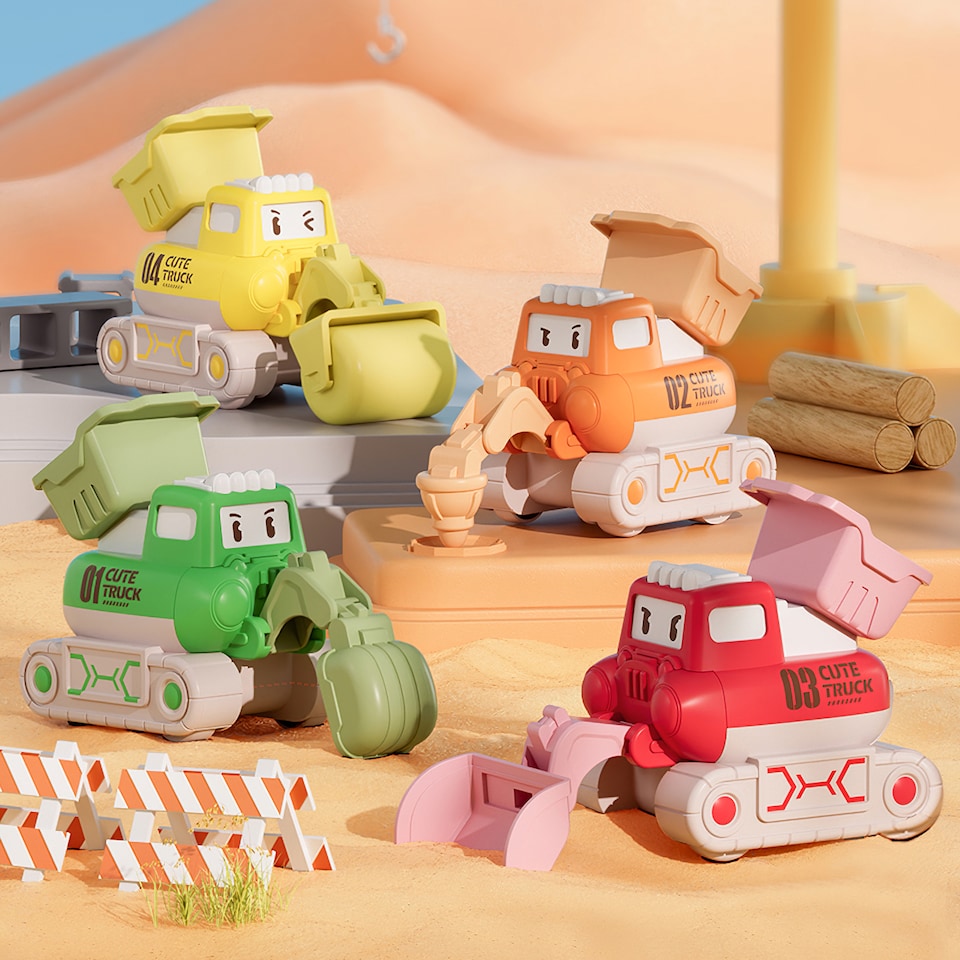 image 1 of Pack of 4 Cute Mini Digger Toys