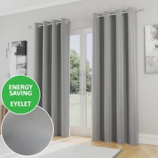 Enhanced Living Nightfall Plain Supersoft Grey Thermal Blockout Eyelet Curtains (PAIR) - 46 x 72 inch (117 x 183cm)