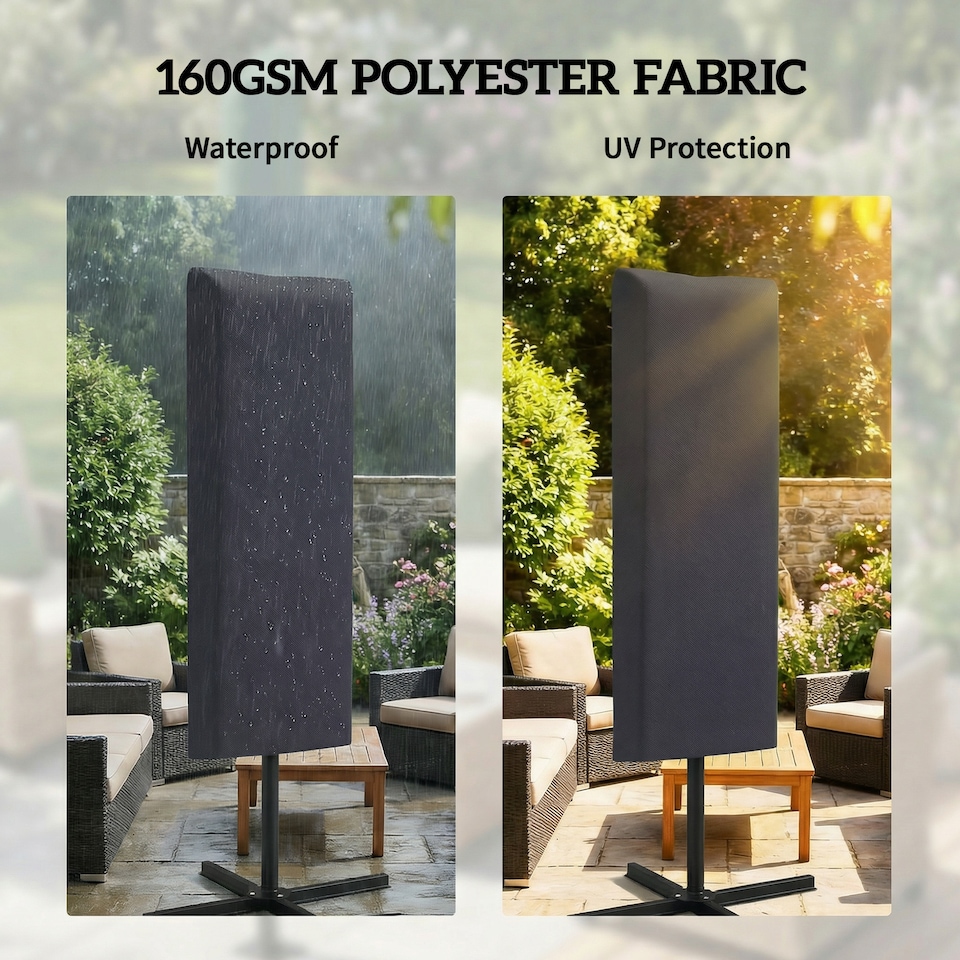 image 1 of Outsunny Garden Parasol Cover for 2-4.6m Umbrella Protector,Dark Grey