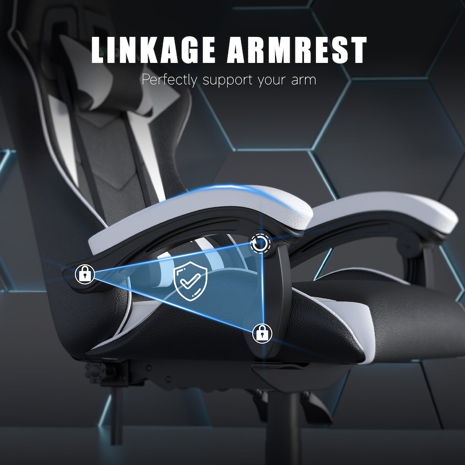 image 1 of Rattantree Reclining PU Leather Gaming Chair With Lumbar Support