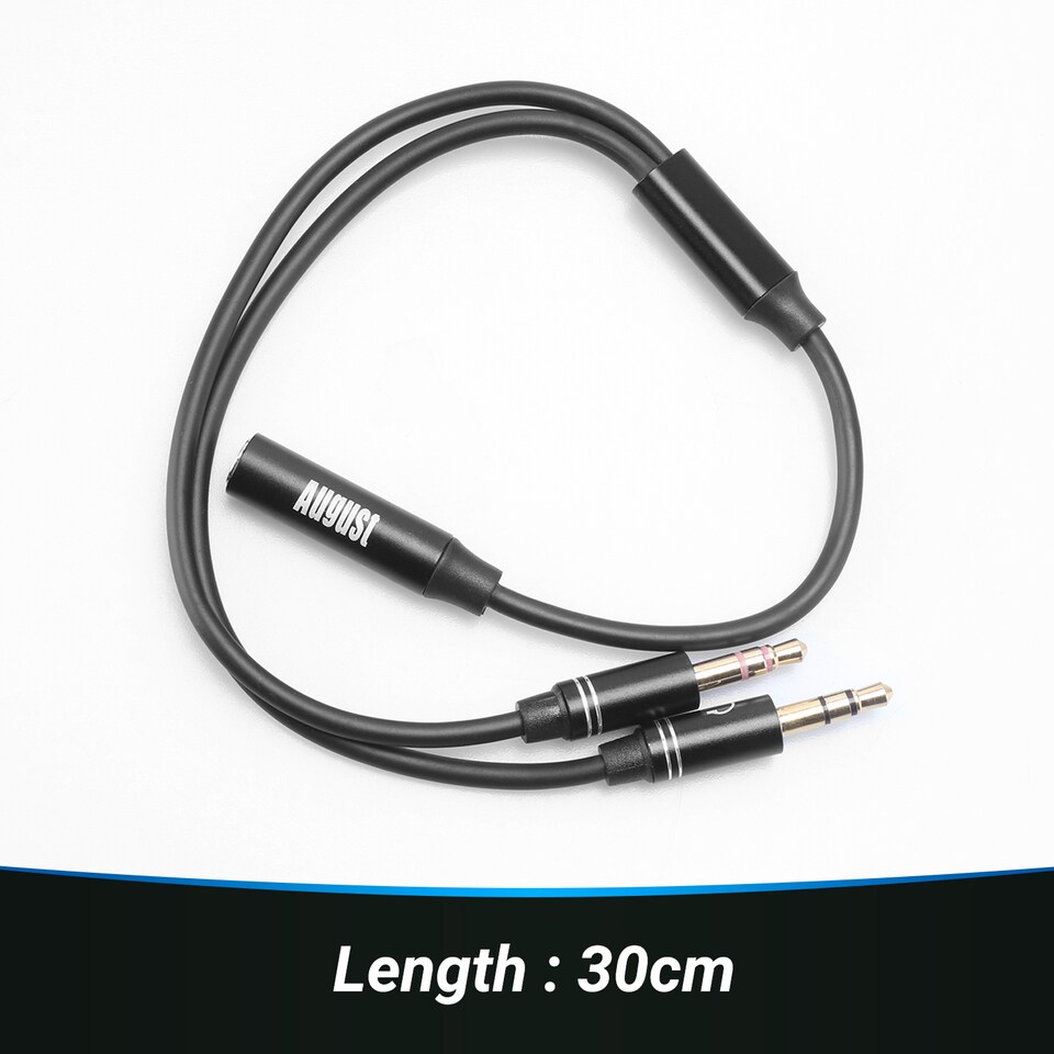 image 1 of 3.5mm Headphone Jack Splitter for Microphone & Stereo Audio Headphones - August TAA220