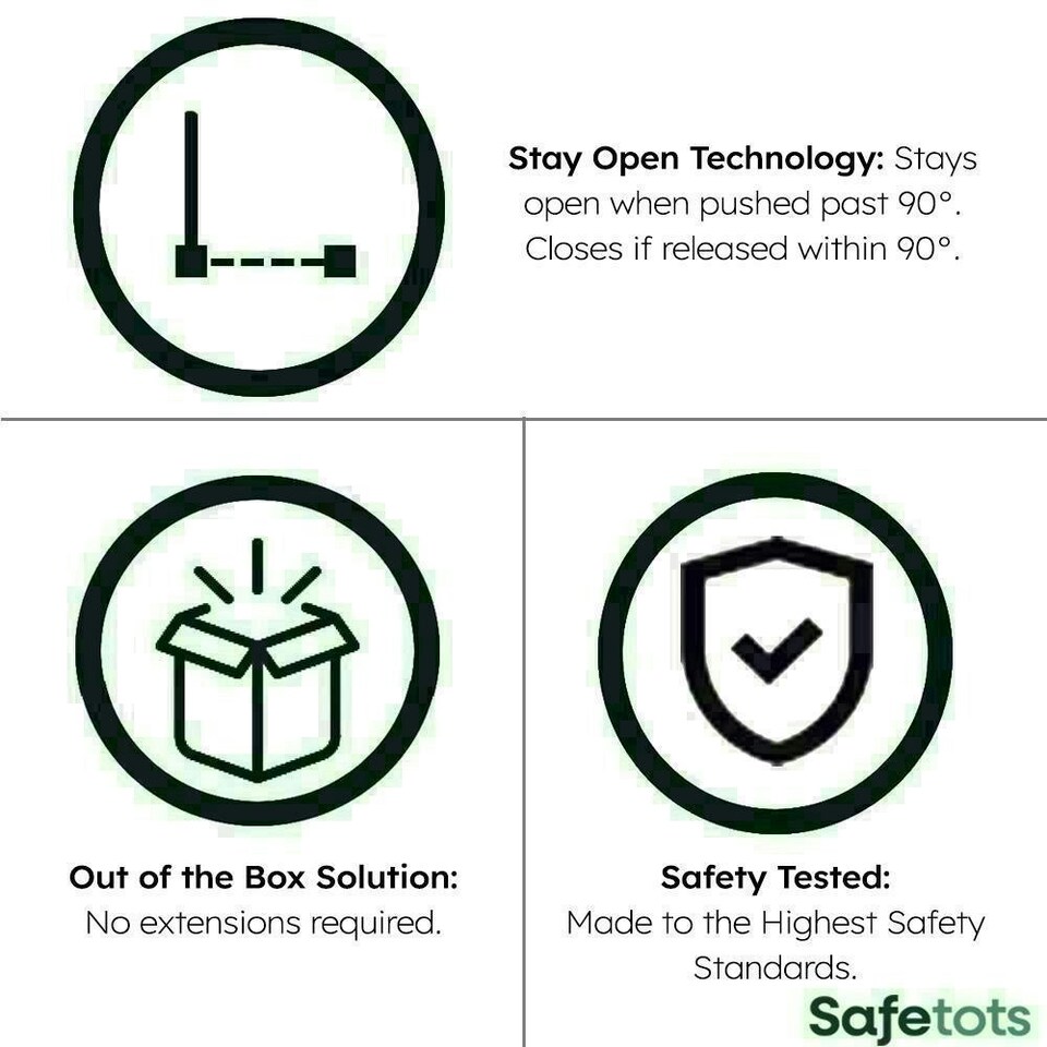image 1 of Safetots Curved Top Safety Gate, 71cm - 80cm, Matt White, Pressure Fit Stair Gate