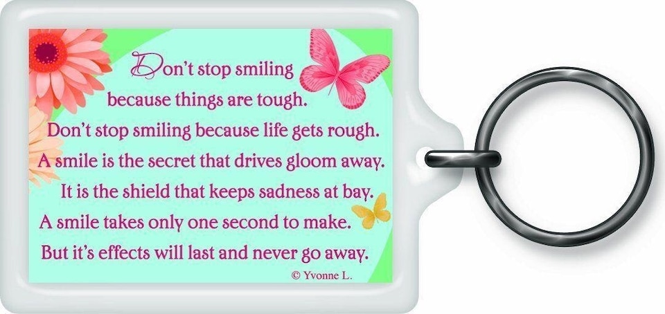 image 1 of Don't Stop Smiling Sentimental Keyring - Birthday Christmas Gift