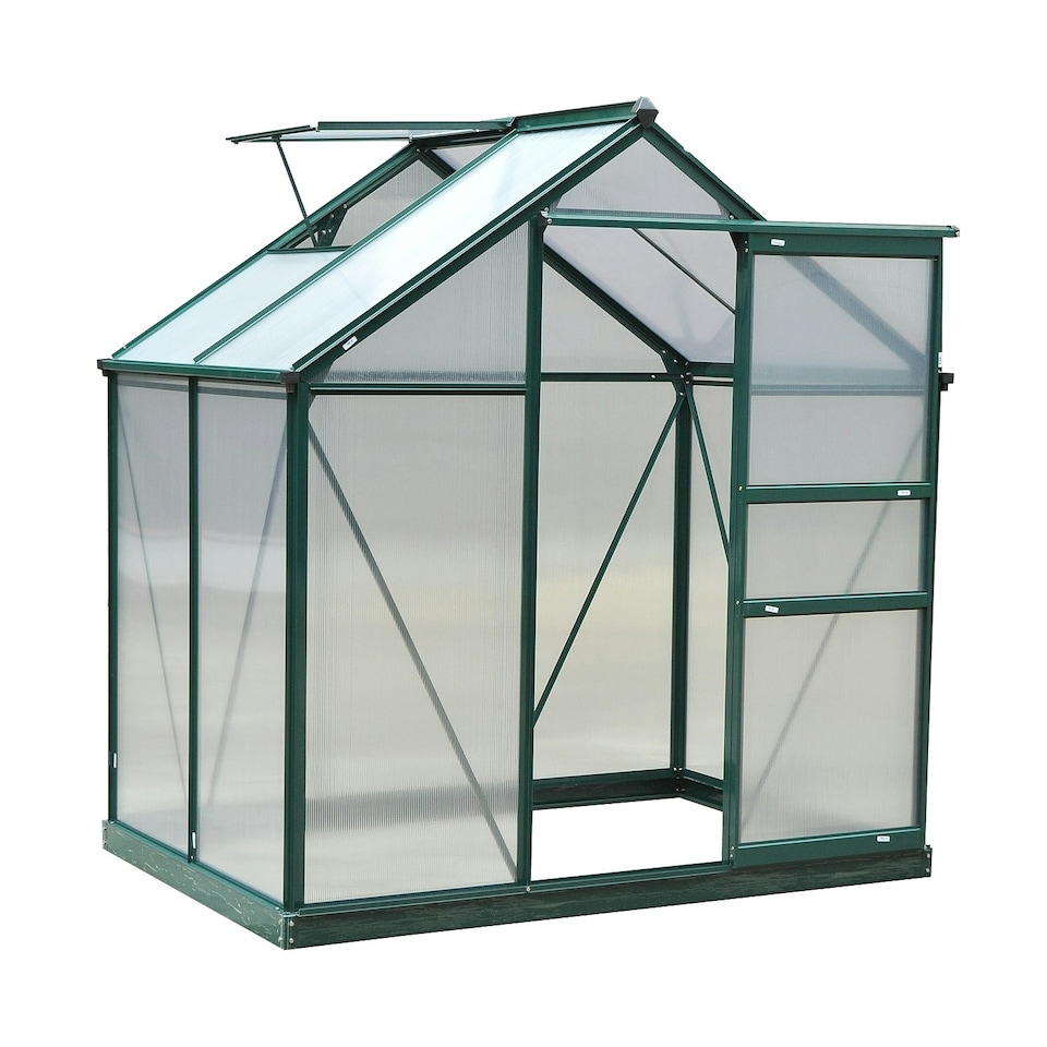 image 1 of Outsunny 6x4ft Walk-In Polycarbonate Greenhouse Plant Grow Galvanized
