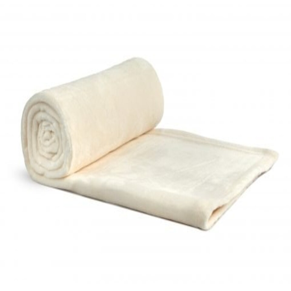 image 1 of Plush Collection Flannel Fleece Super Soft Throw in Cream (50" x 60") Cream | Cream