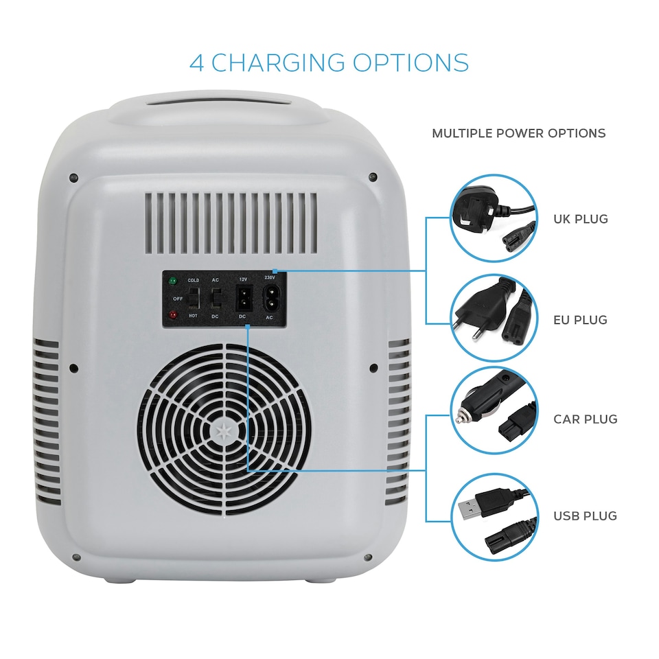 image 1 of MONCOOK Mini Fridge For Bedrooms - Small, Portable & Quiet Mini Fridges For Skincare, Medicine, Food & Drinks - Cooling & Warming Function - 14L - Grey Mono