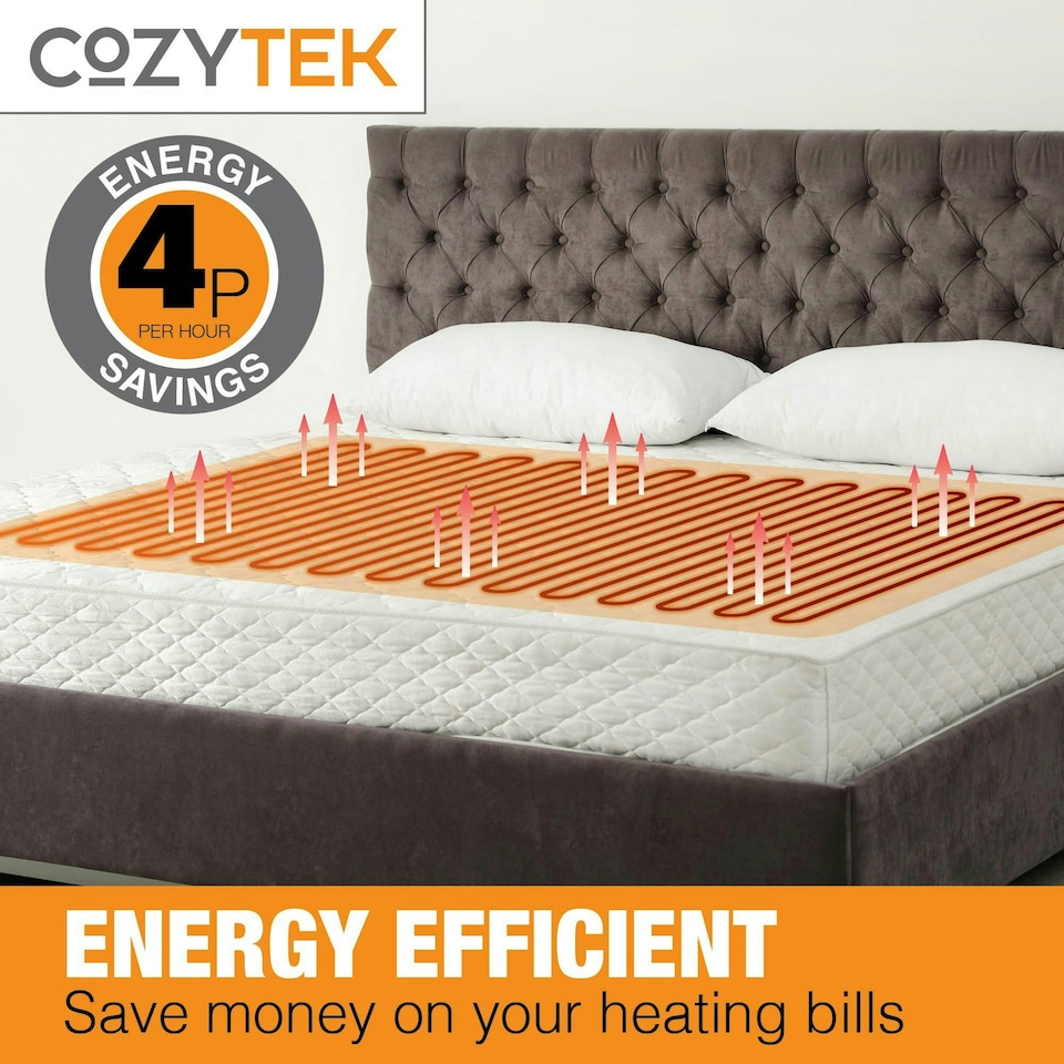 image 1 of Cozytek Double Electric Under Blanket Heated Fitted Mattress Bed Cover | White | White | 1