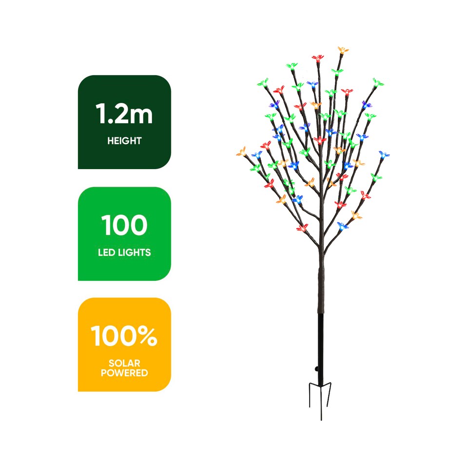image 1 of Gardenwize 120cm Solar Powered Cherry Flower Tree Lights