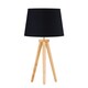 image 2 of Set of 2 Light Oak Table Lamp or Bedside Lights with Black Shades Brown | Black