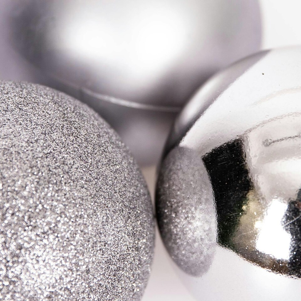 image 1 of 6 Pcs Set PVC Baubles Mid Grey 6cm