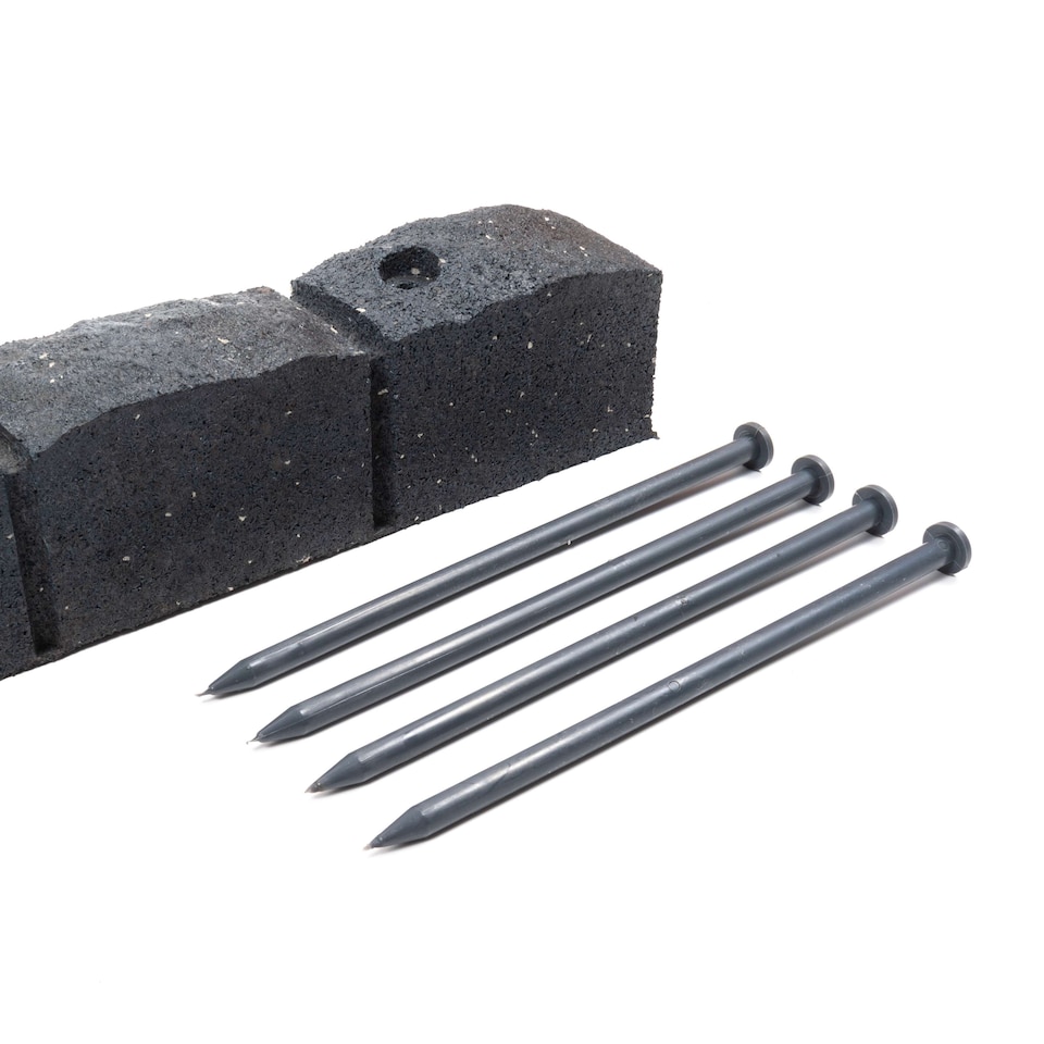 image 1 of Recycled Rubber Roman Stone Garden Border 1.2m - Grey - Pack of 1 | Grey | Grey | 1