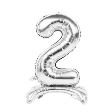 Realmax Standing Number 2 Foil Balloon - Silver - One Size