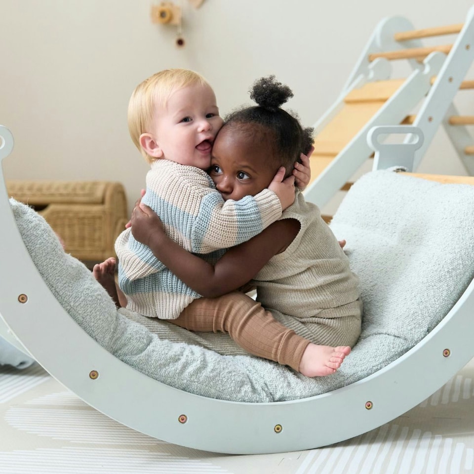 image 1 of Tutti Bambini Scala Montessori Pikler Rocking Frame Cushion - Boucle Sea Mist