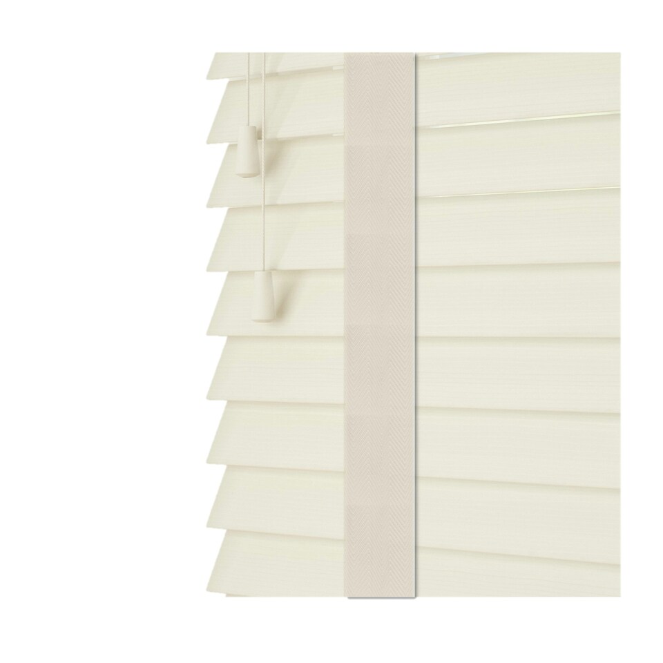 image 1 of 90cm Misty White Faux Wood Venetian Blinds with Tapes (130cm Drop)