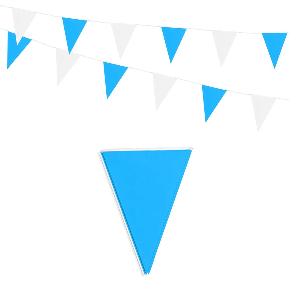 image 1 of White Baby Blue Alternate Party Bunting 10m with 20 Pennants