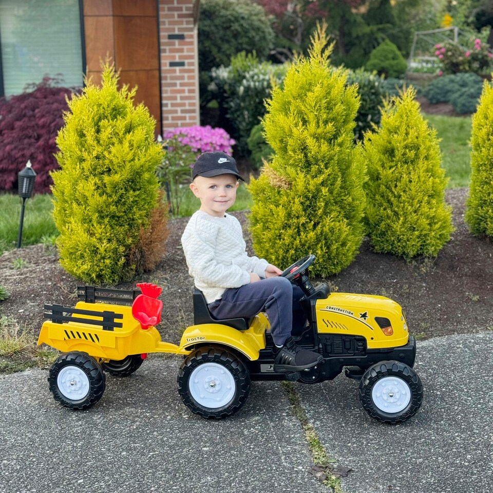 image 1 of HOMCOM Pedal Go Kart Ride on Tractor with Shovel & Rake Four Wheels Child Toy