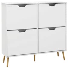 HOMCOM Shoe Storage Cabinet with 4 Flip Drawers for 8-16 Pairs, White