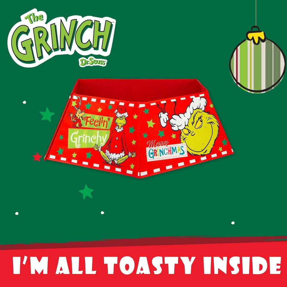 image 1 of PMS Grinch Christmas Tree Skirt Decoration 60cm x 80cm Red