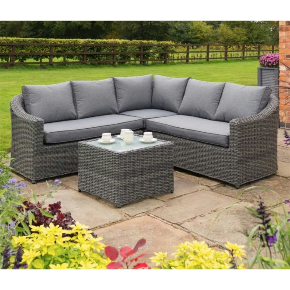 image 1 of 5 Seater Grey Weave Lounge Corner Set