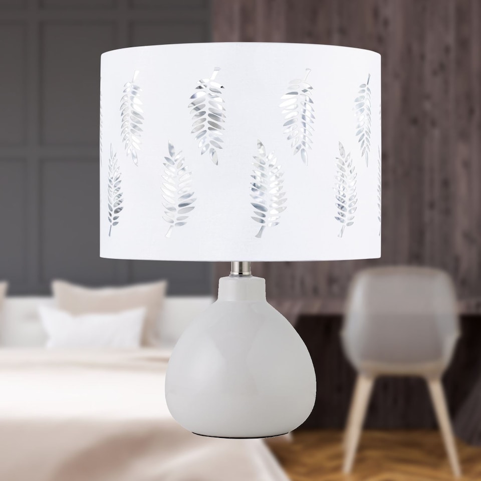 image 1 of Set of 2 Fern - White Cut Out 25cm Pendant Lightshades | White | Silver | Medium | 2