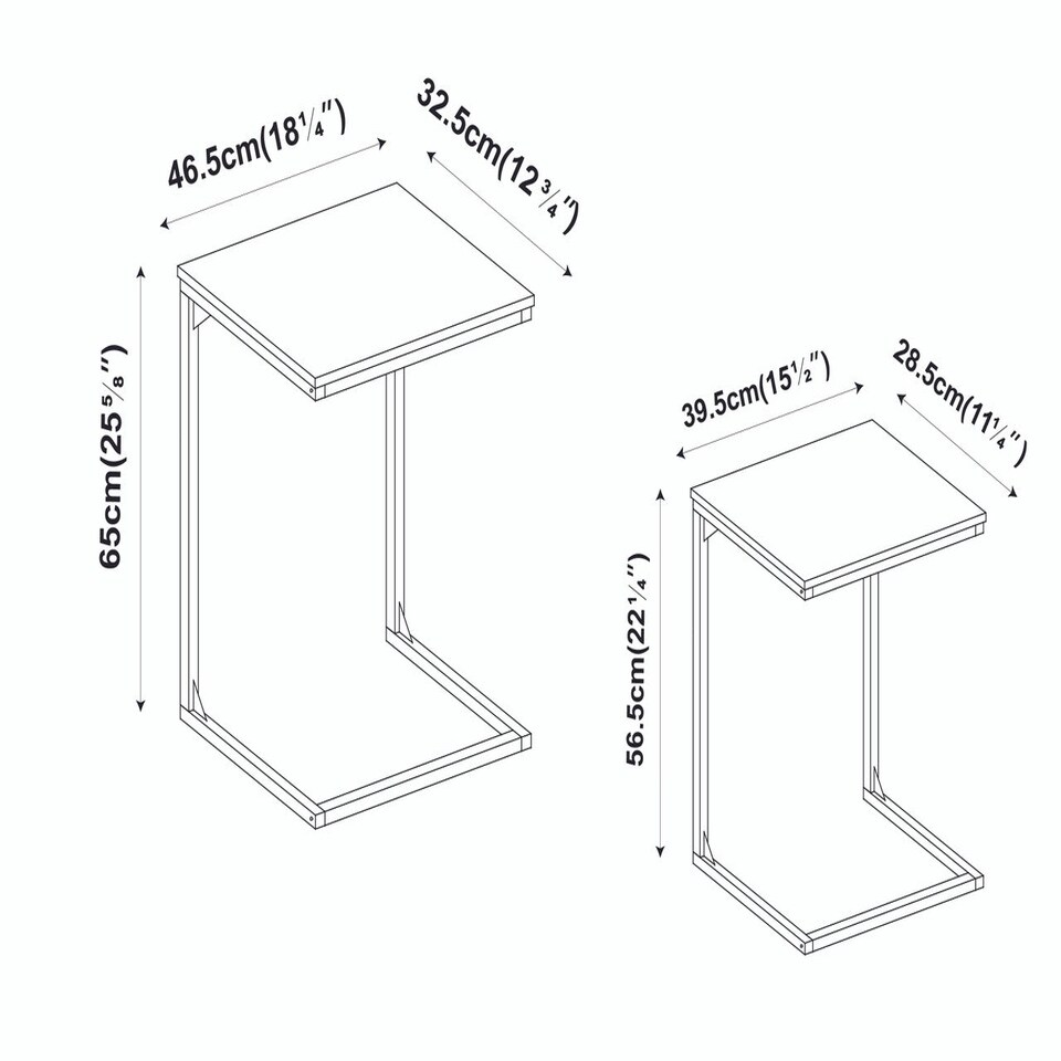 image 1 of 2 pc C-Shaped Nesting Side Tables White | Unit Colour: White