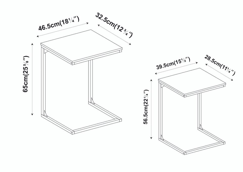 image 1 of 2 pc C-Shaped Nesting Side Tables | White | Unit Colour: White