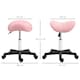 image 5 of HOMCOM Saddle Stool, PU Leather Adjustable Rolling Salon Chair with Steel Frame for Massage, Spa, Beauty and Tattoo, Pink | Pink | 1